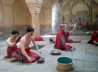 Taking a traditional bath!
